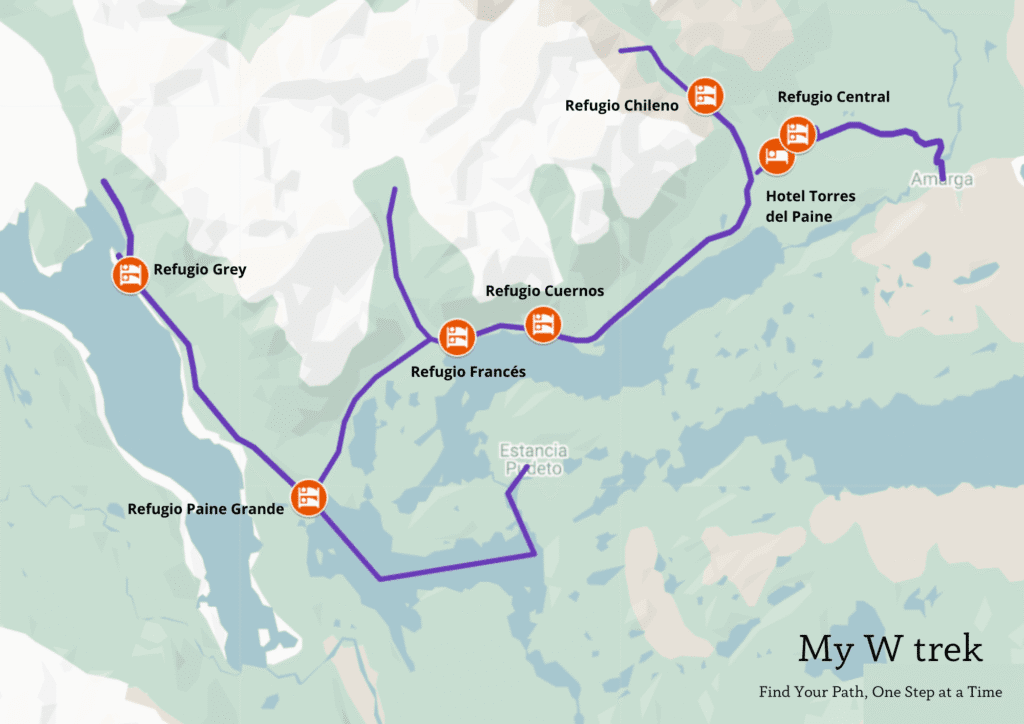 W trek refugios map